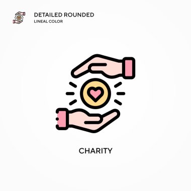 Charity vektör simgesi. Modern vektör illüstrasyon kavramları. Düzenlemesi ve kişiselleştirmesi kolay.