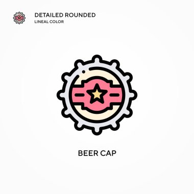 Bira kapağı vektör simgesi. Modern vektör illüstrasyon kavramları. Düzenlemesi ve kişiselleştirmesi kolay.