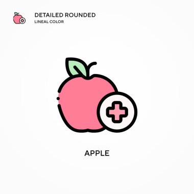 Elma vektör simgesi. Modern vektör illüstrasyon kavramları. Düzenlemesi ve kişiselleştirmesi kolay.