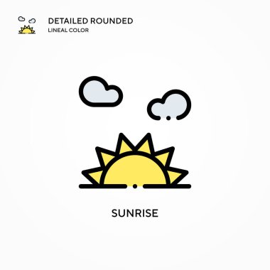 Gün doğumu vektör simgesi. Modern vektör illüstrasyon kavramları. Düzenlemesi ve kişiselleştirmesi kolay.