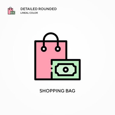 Alışveriş poşeti vektör simgesi. Modern vektör illüstrasyon kavramları. Düzenlemesi ve kişiselleştirmesi kolay.
