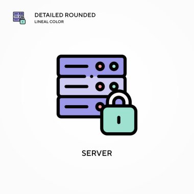 Sunucu vektör simgesi. Modern vektör illüstrasyon kavramları. Düzenlemesi ve kişiselleştirmesi kolay.