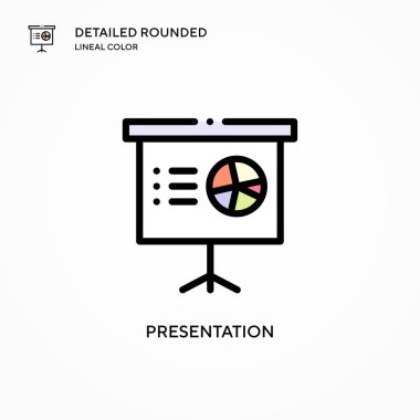 Sunum vektör simgesi. Modern vektör illüstrasyon kavramları. Düzenlemesi ve kişiselleştirmesi kolay.