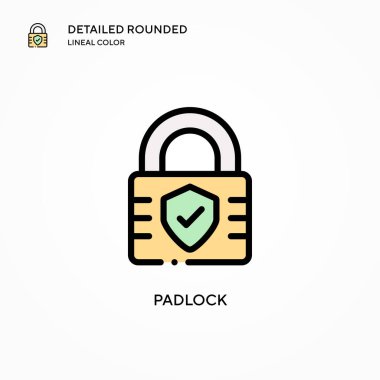 Asma kilit vektör simgesi. Modern vektör illüstrasyon kavramları. Düzenlemesi ve kişiselleştirmesi kolay.