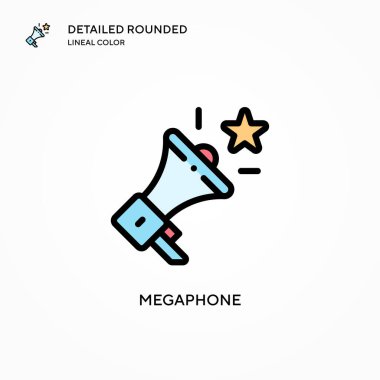 Megafon vektör simgesi. Modern vektör illüstrasyon kavramları. Düzenlemesi ve kişiselleştirmesi kolay.