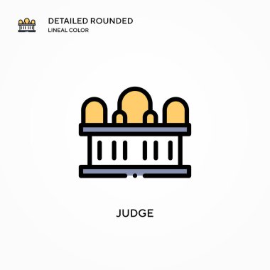 Yargıç vektör ikonu. Modern vektör illüstrasyon kavramları. Düzenlemesi ve kişiselleştirmesi kolay.