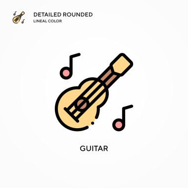 Gitar vektör simgesi. Modern vektör illüstrasyon kavramları. Düzenlemesi ve kişiselleştirmesi kolay.