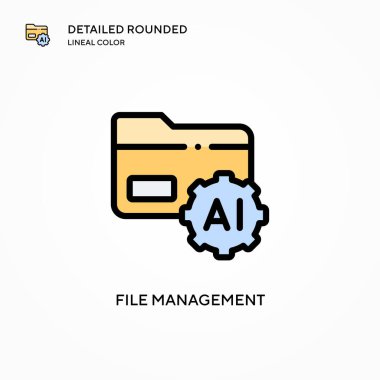 Dosya yönetimi vektör simgesi. Modern vektör illüstrasyon kavramları. Düzenlemesi ve kişiselleştirmesi kolay.