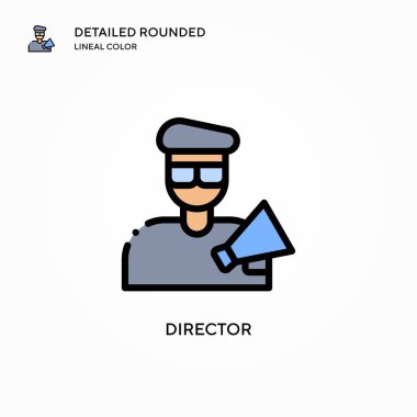 Yönetmen vektör simgesi. Modern vektör illüstrasyon kavramları. Düzenlemesi ve kişiselleştirmesi kolay.