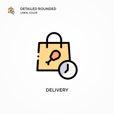 Teslimat vektör simgesi. Modern vektör illüstrasyon kavramları. Düzenlemesi ve kişiselleştirmesi kolay.