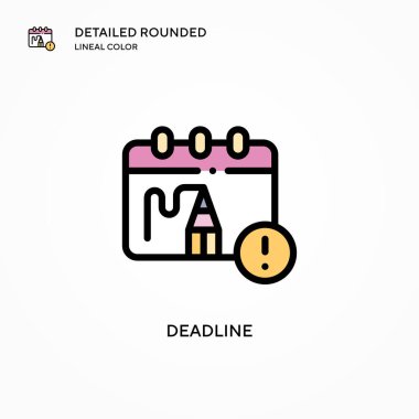 Son teslim tarihi vektör simgesi. Modern vektör illüstrasyon kavramları. Düzenlemesi ve kişiselleştirmesi kolay.