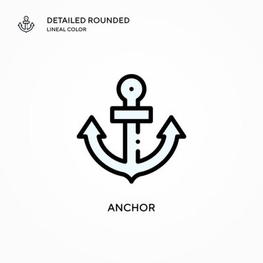 Çapa vektör simgesi. Modern vektör illüstrasyon kavramları. Düzenlemesi ve kişiselleştirmesi kolay.