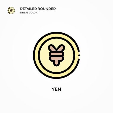 Yen vektör simgesi. Modern vektör illüstrasyon kavramları. Düzenlemesi ve kişiselleştirmesi kolay.
