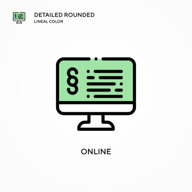 Çevrimiçi vektör simgesi. Modern vektör illüstrasyon kavramları. Düzenlemesi ve kişiselleştirmesi kolay.