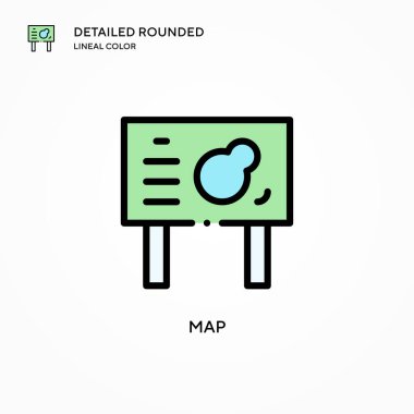 Harita vektör simgesi. Modern vektör illüstrasyon kavramları. Düzenlemesi ve kişiselleştirmesi kolay.