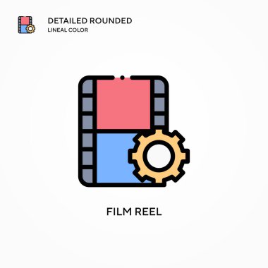 Film makarası vektör simgesi. Modern vektör illüstrasyon kavramları. Düzenlemesi ve kişiselleştirmesi kolay.