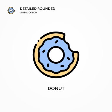 Donut vektör simgesi. Modern vektör illüstrasyon kavramları. Düzenlemesi ve kişiselleştirmesi kolay.