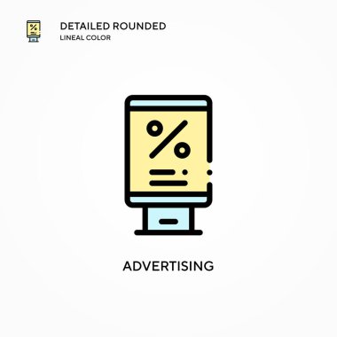 Reklam vektörü simgesi. Modern vektör illüstrasyon kavramları. Düzenlemesi ve kişiselleştirmesi kolay.