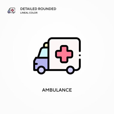 Ambulans vektör simgesi. Modern vektör illüstrasyon kavramları. Düzenlemesi ve kişiselleştirmesi kolay.