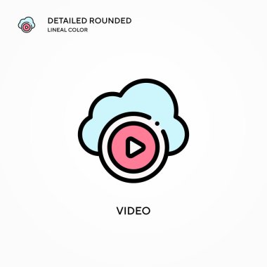 Video vektör simgesi. Modern vektör illüstrasyon kavramları. Düzenlemesi ve kişiselleştirmesi kolay.