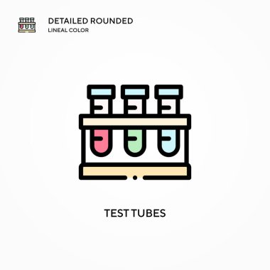 Test tüpleri vektör simgesi. Modern vektör illüstrasyon kavramları. Düzenlemesi ve kişiselleştirmesi kolay.