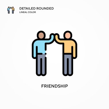 Dostluk vektör simgesi. Modern vektör illüstrasyon kavramları. Düzenlemesi ve kişiselleştirmesi kolay.