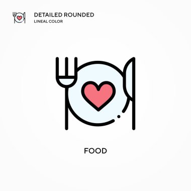 Yiyecek vektör simgesi. Modern vektör illüstrasyon kavramları. Düzenlemesi ve kişiselleştirmesi kolay.
