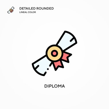 Diploma vektör simgesi. Modern vektör illüstrasyon kavramları. Düzenlemesi ve kişiselleştirmesi kolay.