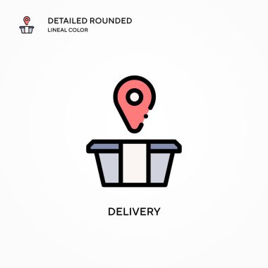 Teslimat vektör simgesi. Modern vektör illüstrasyon kavramları. Düzenlemesi ve kişiselleştirmesi kolay.