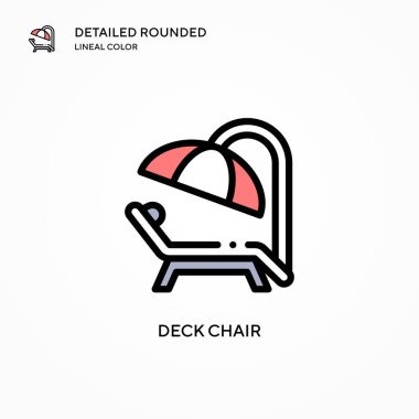 Güverte koltuğu vektör simgesi. Modern vektör illüstrasyon kavramları. Düzenlemesi ve kişiselleştirmesi kolay.