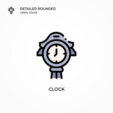 Saat vektör simgesi. Modern vektör illüstrasyon kavramları. Düzenlemesi ve kişiselleştirmesi kolay.