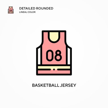 Basketbol forması vektör ikonu. Modern vektör illüstrasyon kavramları. Düzenlemesi ve kişiselleştirmesi kolay.