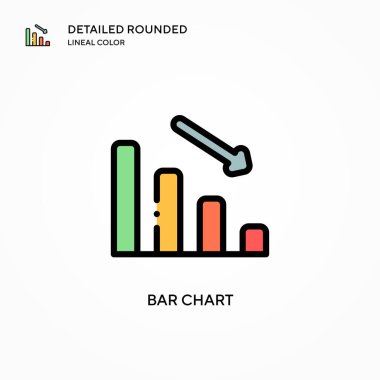 Bar çizelgesi vektör simgesi. Modern vektör illüstrasyon kavramları. Düzenlemesi ve kişiselleştirmesi kolay.