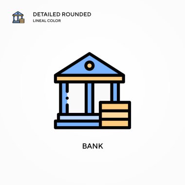 Banka vektör simgesi. Modern vektör illüstrasyon kavramları. Düzenlemesi ve kişiselleştirmesi kolay.