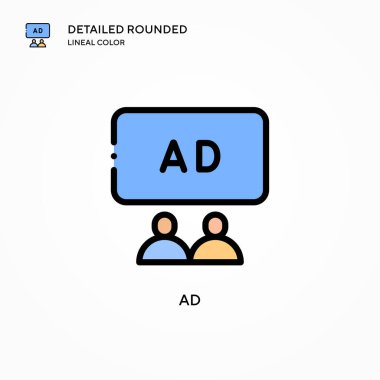 Ad vektör simgesi. Modern vektör illüstrasyon kavramları. Düzenlemesi ve kişiselleştirmesi kolay.