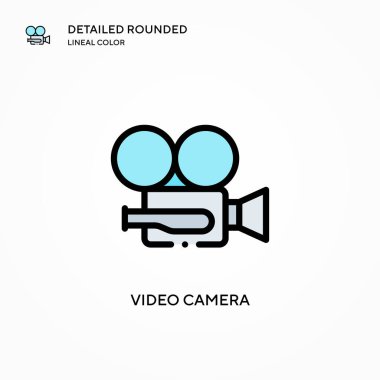 Video kamera vektör simgesi. Modern vektör illüstrasyon kavramları. Düzenlemesi ve kişiselleştirmesi kolay.
