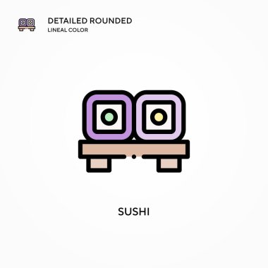 Suşi vektör simgesi. Modern vektör illüstrasyon kavramları. Düzenlemesi ve kişiselleştirmesi kolay.