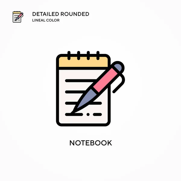 Ícone Vetorial Notebook Conceitos Modernos Ilustração Vetorial Fácil Editar Personalizar —  Vetores de Stock