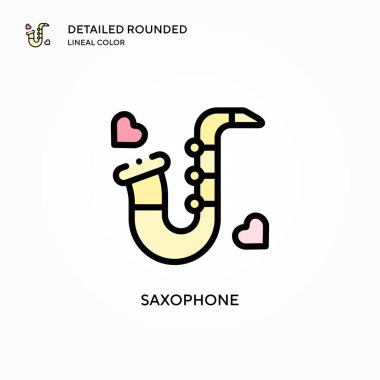 Saksafon vektör simgesi. Modern vektör illüstrasyon kavramları. Düzenlemesi ve kişiselleştirmesi kolay.