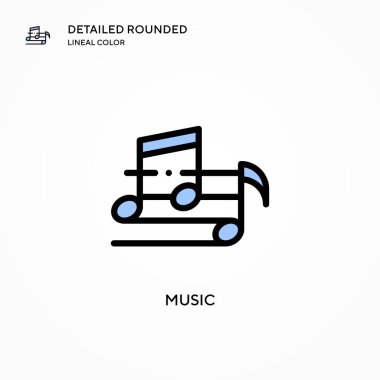 Müzik vektörü simgesi. Modern vektör illüstrasyon kavramları. Düzenlemesi ve kişiselleştirmesi kolay.
