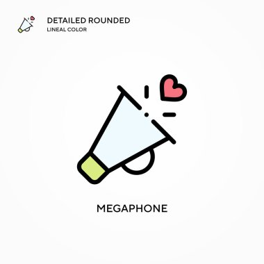 Megafon vektör simgesi. Modern vektör illüstrasyon kavramları. Düzenlemesi ve kişiselleştirmesi kolay.
