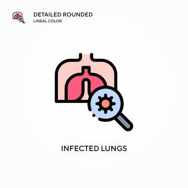 Enfekte olmuş akciğer vektör ikonu. Modern vektör illüstrasyon kavramları. Düzenlemesi ve kişiselleştirmesi kolay.