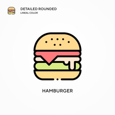 Hamburger vektör ikonu. Modern vektör illüstrasyon kavramları. Düzenlemesi ve kişiselleştirmesi kolay.