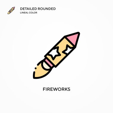 Havai fişek vektör simgesi. Modern vektör illüstrasyon kavramları. Düzenlemesi ve kişiselleştirmesi kolay.