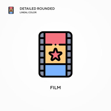 Film vektör simgesi. Modern vektör illüstrasyon kavramları. Düzenlemesi ve kişiselleştirmesi kolay.