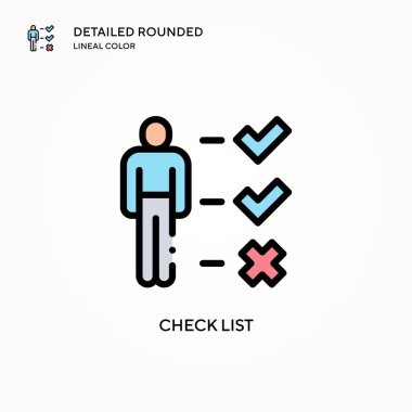 Liste vektör simgesini kontrol et. Modern vektör illüstrasyon kavramları. Düzenlemesi ve kişiselleştirmesi kolay.