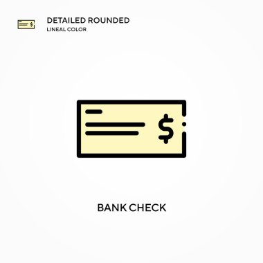 Banka kontrol vektör simgesi. Modern vektör illüstrasyon kavramları. Düzenlemesi ve kişiselleştirmesi kolay.