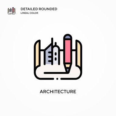 Mimari vektör simgesi. Modern vektör illüstrasyon kavramları. Düzenlemesi ve kişiselleştirmesi kolay.