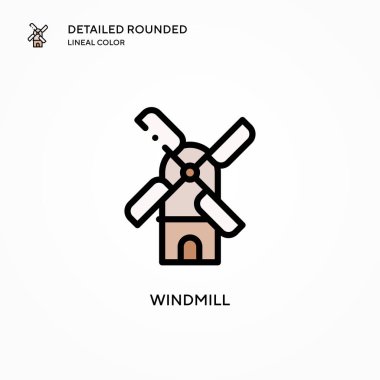 Yel değirmeni ikonu. Modern vektör illüstrasyon kavramları. Düzenlemesi ve kişiselleştirmesi kolay.