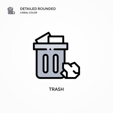 Çöp vektörü simgesi. Modern vektör illüstrasyon kavramları. Düzenlemesi ve kişiselleştirmesi kolay.